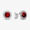 Bold July Red CZ Stone Earring Studs – Sparkling Elegance for Every Occasion - Thumbnail Image 1