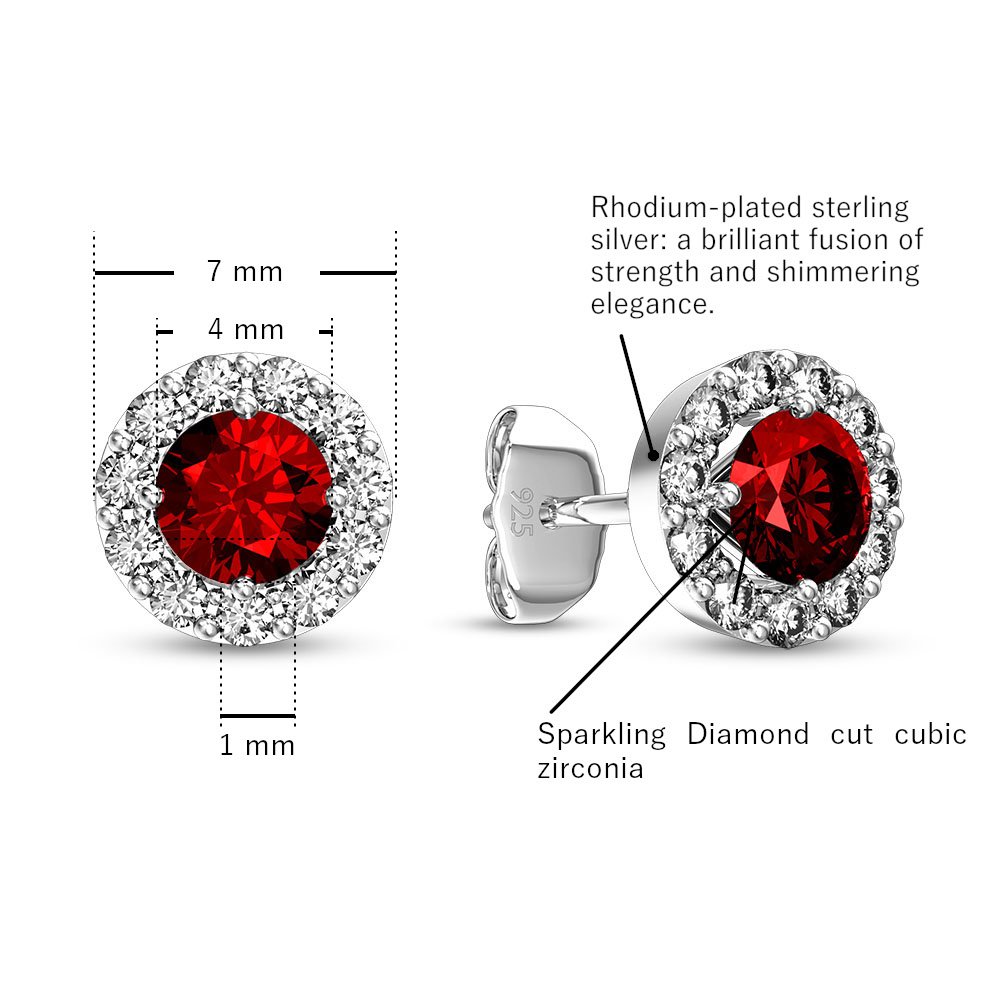 Bold July Red CZ Stone Earring Studs – Sparkling Elegance for Every Occasion - Image 4