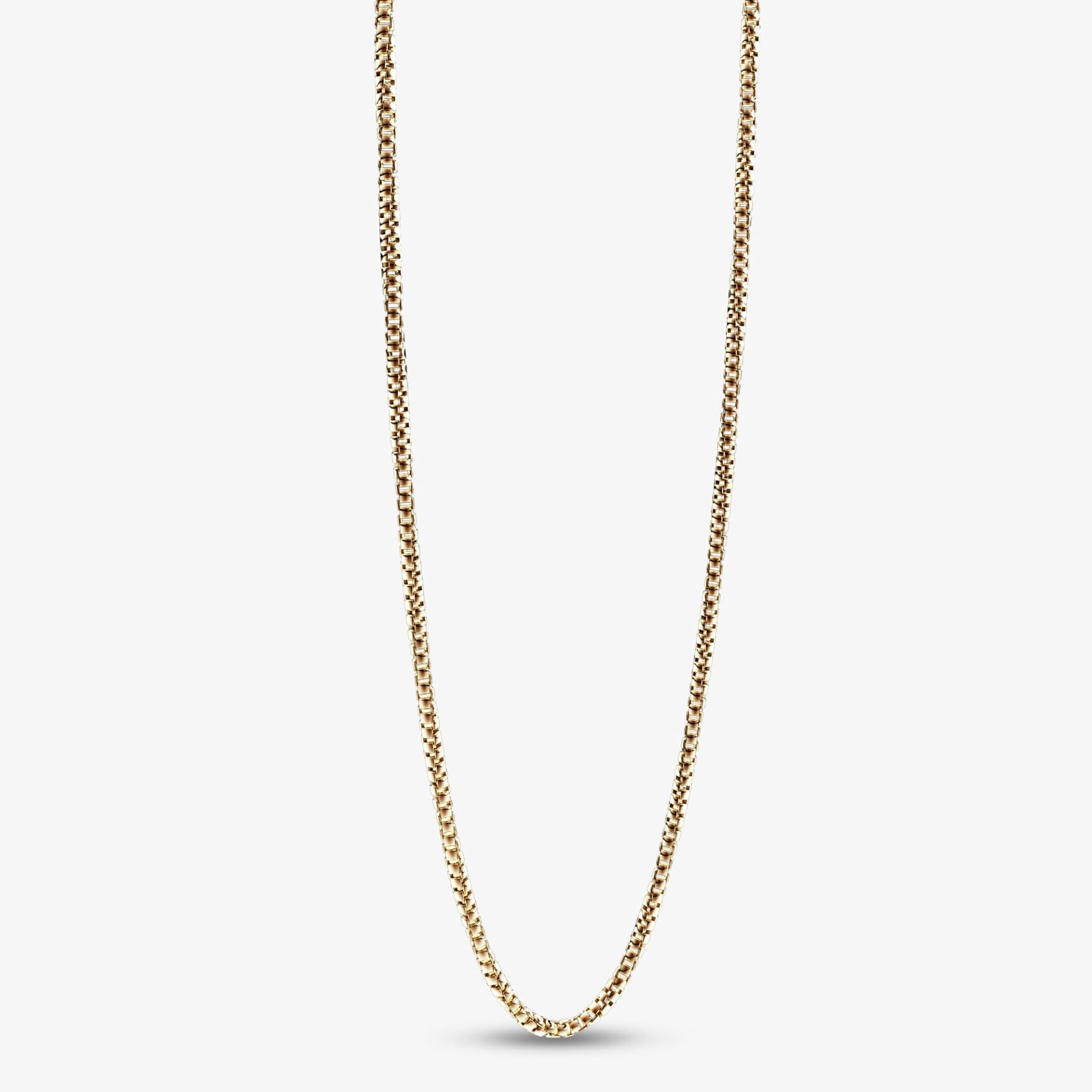 Sleek 10K Gold Box Chain Necklace – 1mm Width, for Timeless Elegance - Image 3
